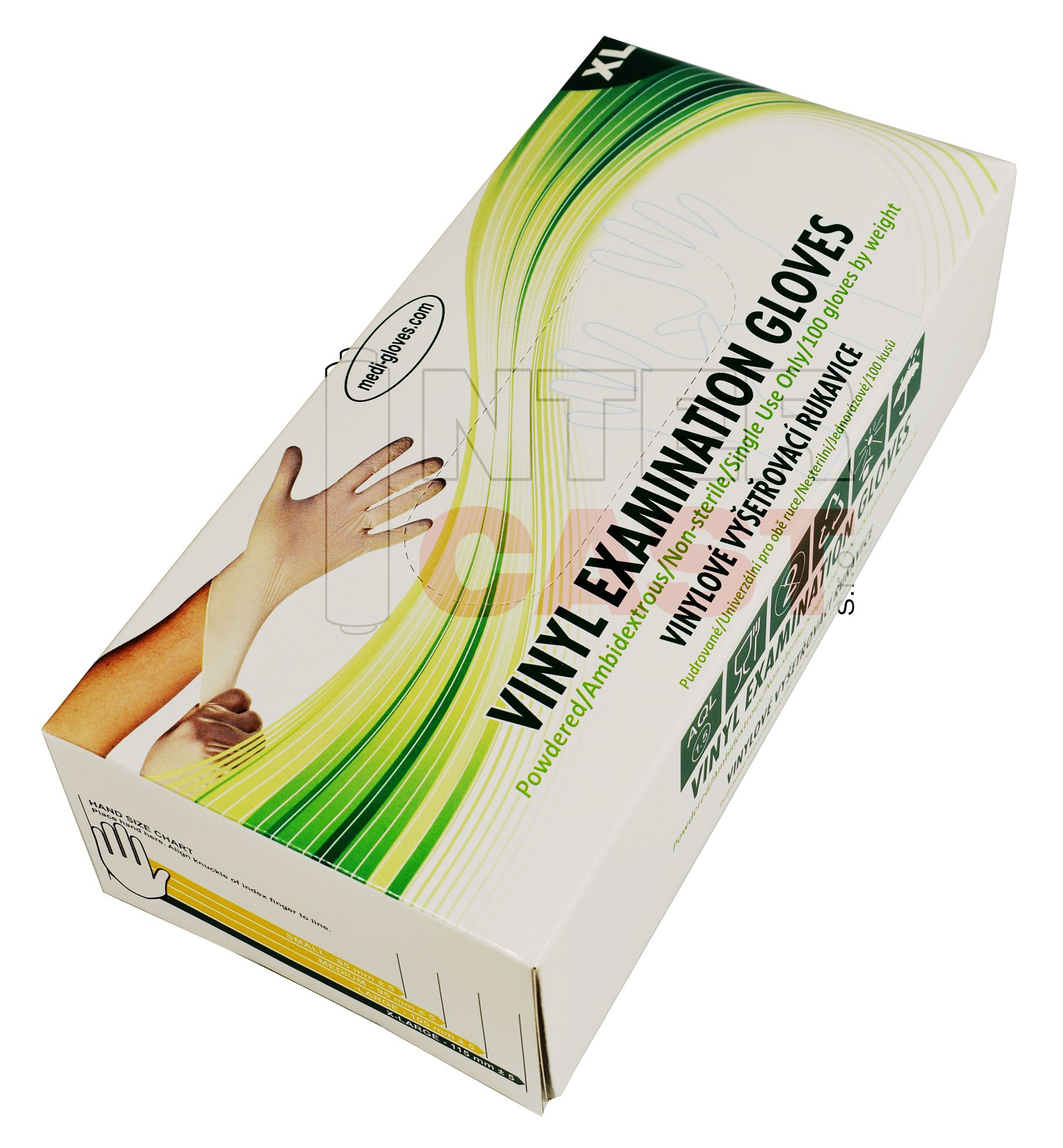 Rukavice jednorázové vinylové přírodní pudrované XL, 1000 ks | Schubert