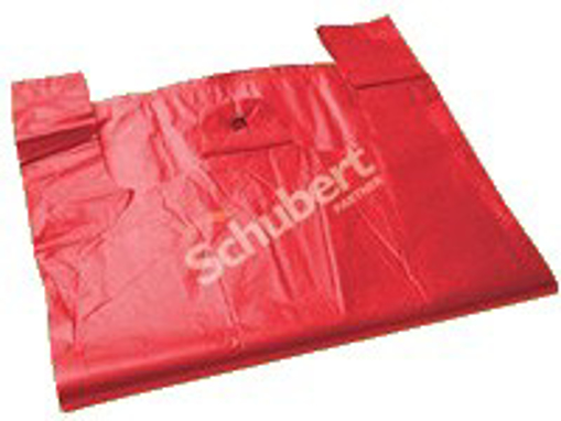 Obrázek z Taška HDPE (mikroten) červená odtrhávací 4 kg, 22 + 12 x 45 cm, 7 my, 2000 ks, Partner 