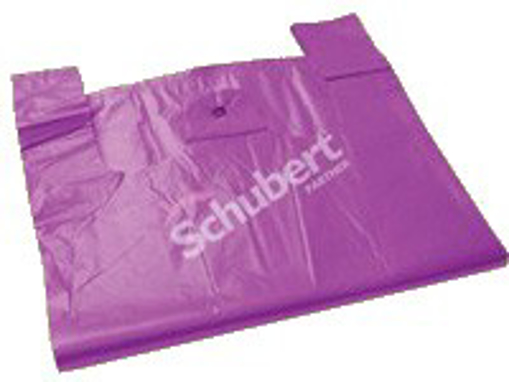 Obrázek z Taška HDPE (mikroten) fialová 10 kg, 30 + 16 x 53 cm, 9 my, 2000 ks, Partner 
