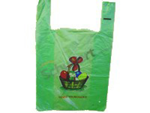 Obrázek z Taška HDPE (mikroten) zelená s potiskem - Velikonoční košík 30 + 14 x 52 cm, 9my,  2000 ks 