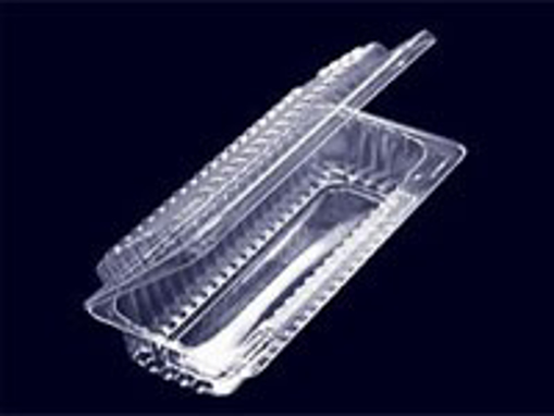 Obrázek z Vanička PET transparentní hranatá s integrovaným víčkem 165 x 50 x 40 mm, 600 ks 