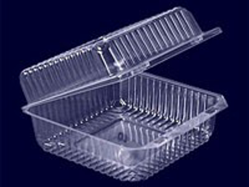 Obrázek z Vanička PET transparentní hranatá s integrovaným víčkem 130 x 130 x 74 mm, 600 ks 