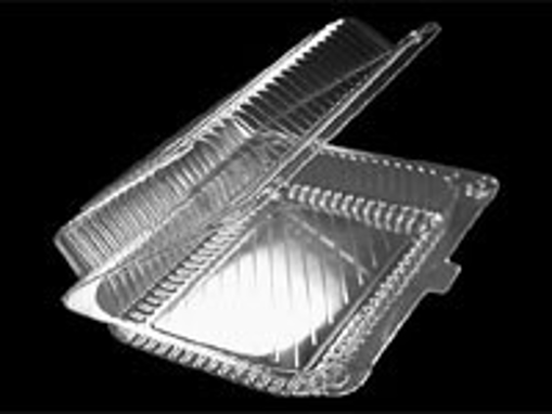 Obrázek z Vanička PET transparentní hranatá s integrovaným víčkem 195 x 138 x 64 mm, 300 ks 