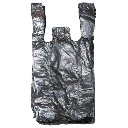 Obrázek z Taška HDPE (mikroten) černá odtrhávací 4 kg, 23 + 11 x 47 cm, 8 my, 2000 ks, G 