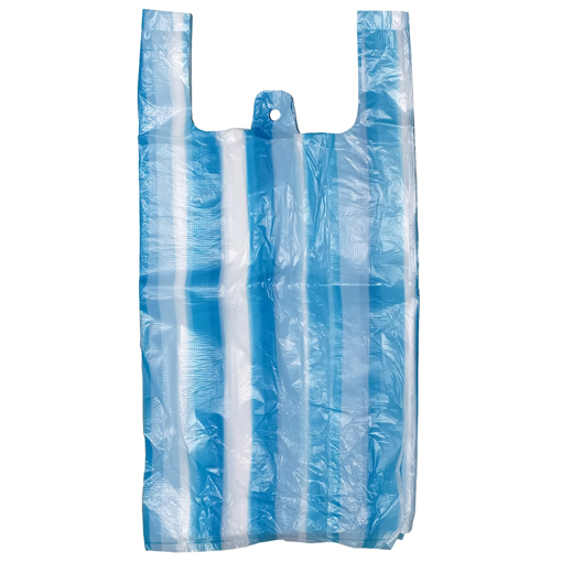 Obrázek z Taška HDPE (mikroten) bílo-modrá odtrhávací 4 kg, 22 + 12 x 45 cm, 7 my, 2000 ks, Partner 