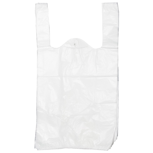 Obrázek z Taška HDPE (mikroten) bílá odtrhávací 4 kg, 26 + 12 x 45 cm, 8 my, 100 ks 