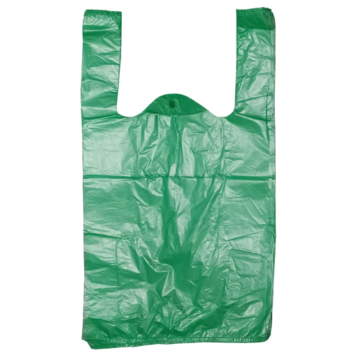 Obrázek z Taška HDPE (mikroten) zelená odtrhávací 4 kg, 26 + 12 x 45 cm, 8 my, 2000 ks 