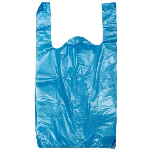 Obrázek z Taška HDPE (mikroten) modrá odtrhávací 4 kg, 26 + 12 x 45 cm, 8 my, 100 ks 