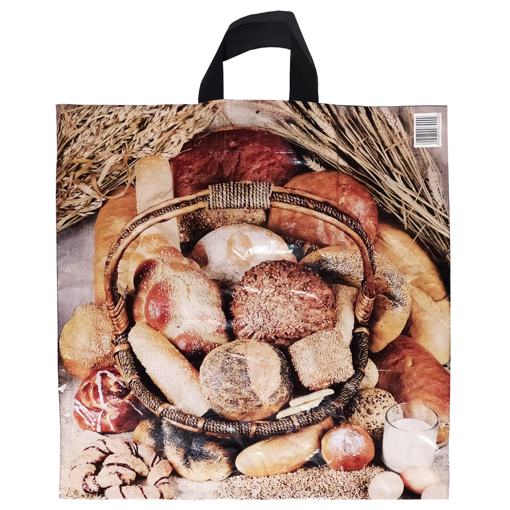 Obrázek z Taška LDPE s ušima potisk - pečivo 44 x 48 cm, 40 my, 500 ks 