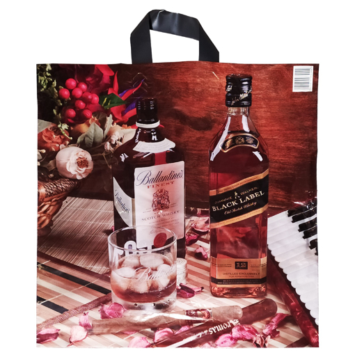 Obrázek z Taška LDPE s ušima potisk - whisky 44 x 48 cm, 40 my, 500 ks 