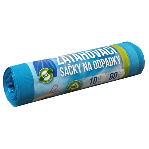 Obrázek z Pytel LDPE modrý zatahovací 60 x 72 cm, 60 l, 25 my, 300 ks 