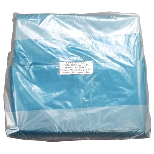 Obrázek z Pytel LDPE modrý 100 x 120 cm, 240 l, 80 my, 75 ks 