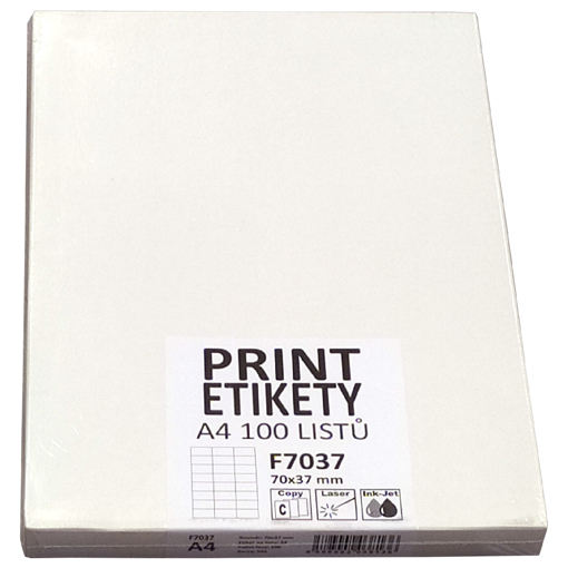 Obrázek z Etikety do laserové tiskárny A4 bílá 70 x 37 mm, 100 ks 