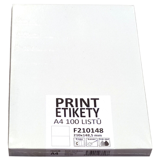 Obrázek z Etikety do laserové tiskárny A4 bílá 210 x 148,5 mm, 100 ks 