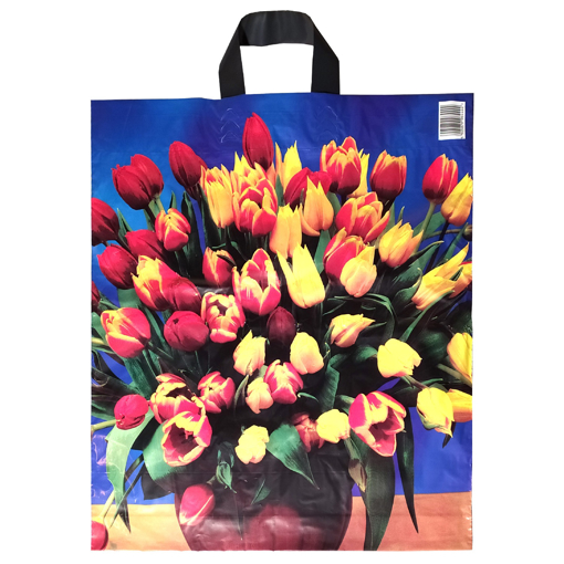 Obrázek z Taška LDPE s ušima potisk - Tulipány 44 x 48 cm, 40 my, 500 ks 