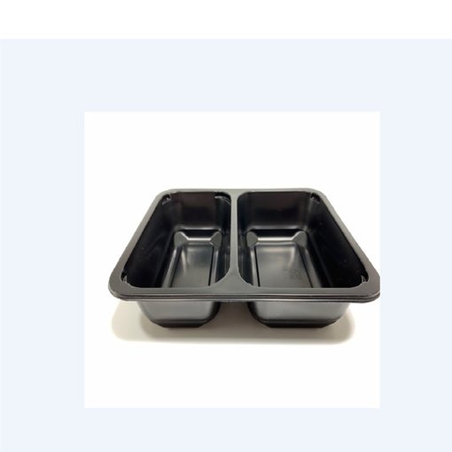 Obrázek z Vanička PP černá hranatá zatavovací dělená na 2 části 2000 ml, 227 x 178 x 50 mm, 300 ks 